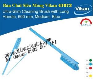 Ultra-Slim Cleaning Brush with Long Handle, 600 mm, Medium, Blue 41973